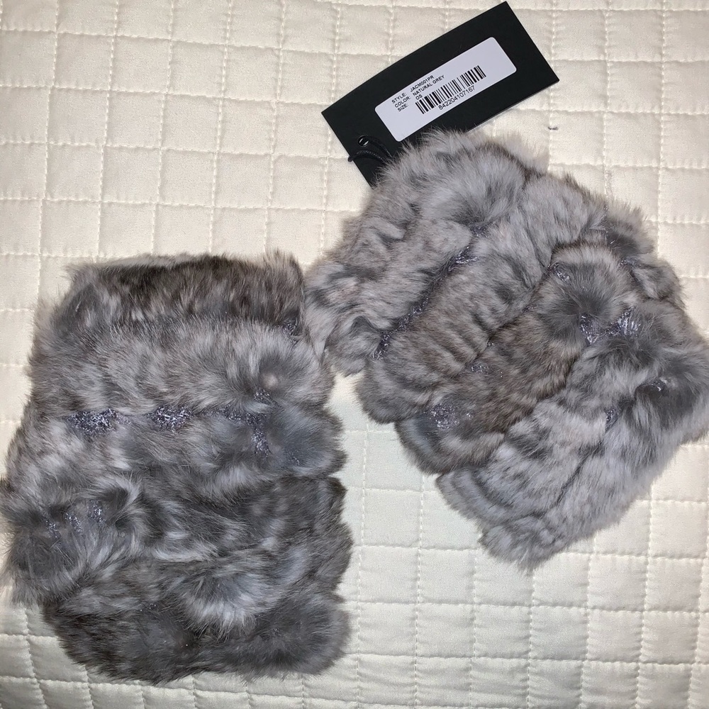 Jocelyn knit and rabbit fur fingerless gloves